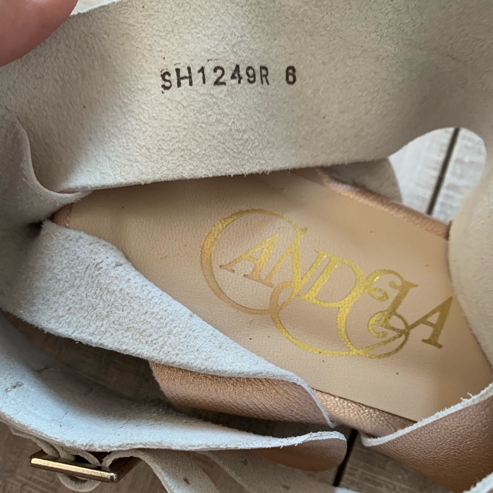 Rose gold leather strappy sandals - Picture 2 of 8